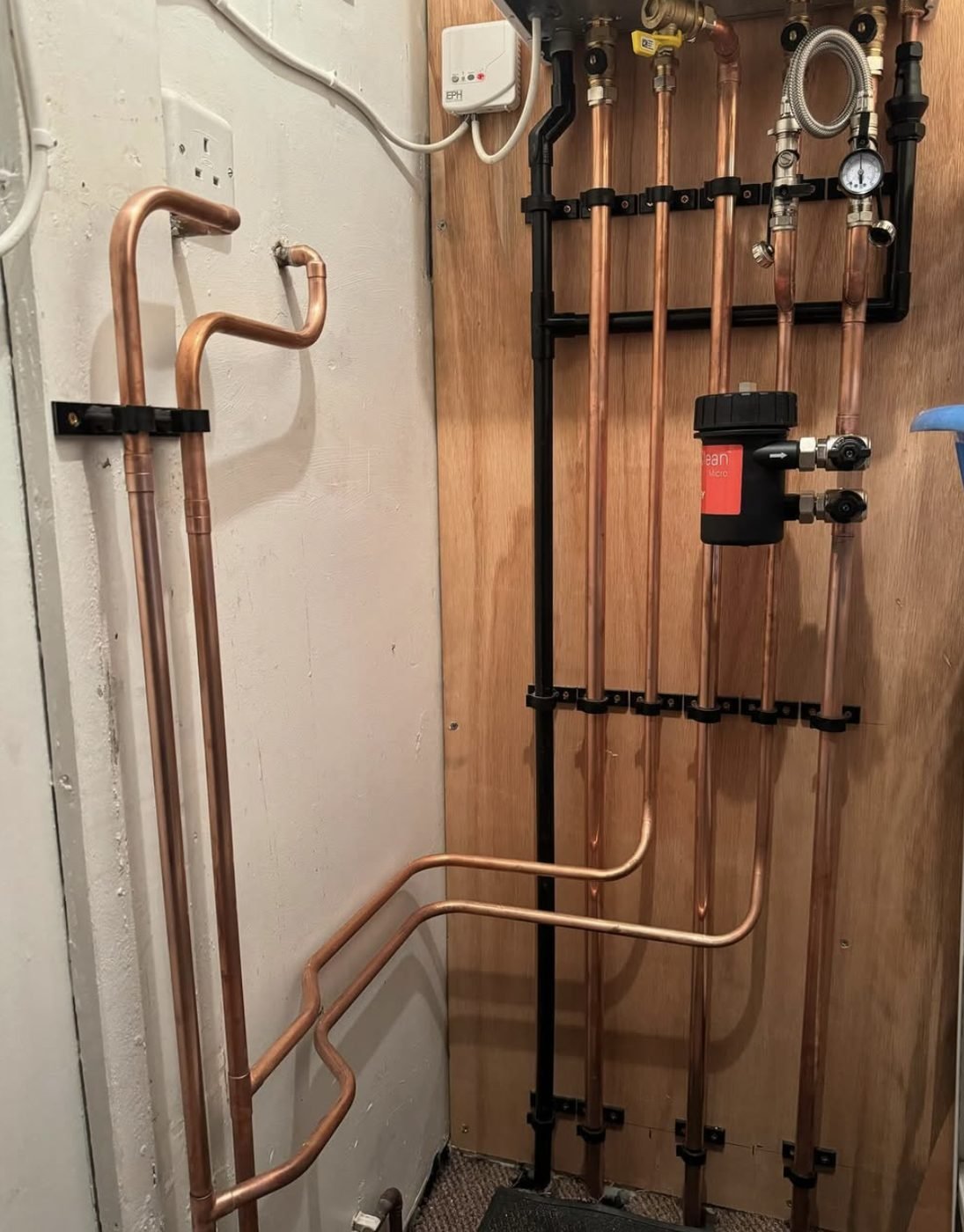 Heating pipework and filter installed by Plumbers Done Right Castleford